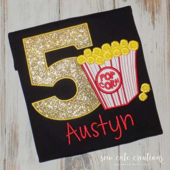 Movie Birthday Shirt for boys or girls - Hollywood Movie birthday outfit - Movie Night Popcorn Birthday - Carnival - Sew cute creations Il_570xn