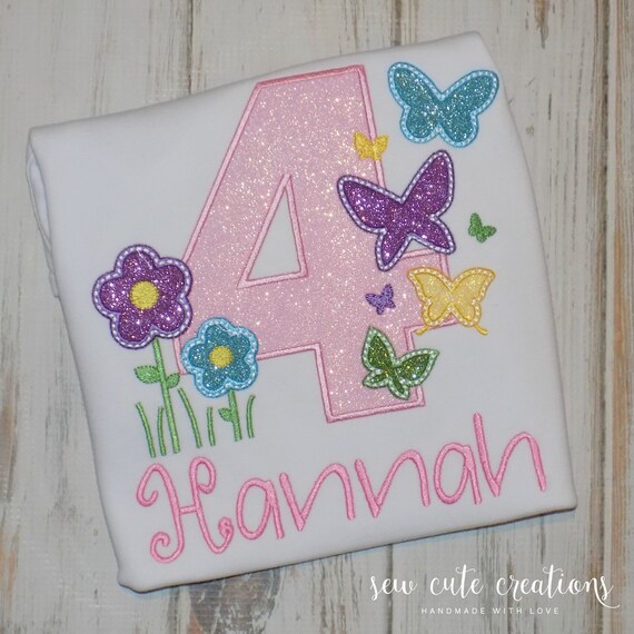 Butterfly Birthday shirt Personalized - Butterfly birthday outfit - Glitter Butterfly garden party shirt - sew cute creations Il_570xn