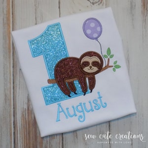 Sloth birthday shirt boy girl, Sloth party outfit, 1st 2nd 3rd 4th 5th 6th 7th 8th 9th birthday, Sew Cute Creations