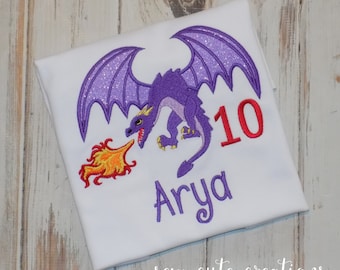 Dragon Birthday Shirt for Boys or Girls, Custom Embroidered Tee ages 1st to 12th