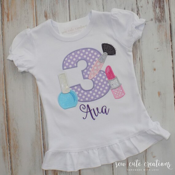 Beauty birthday shirt - Makeup Birthday outfit - Spa Birthday - Makeover birthday - Glamour Birthday - Sew cute creations Il_570xn