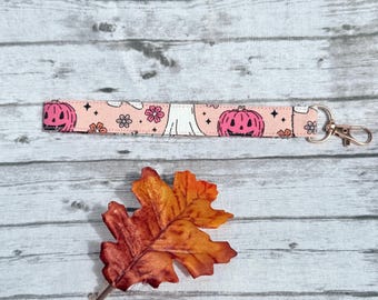 Pink Floral Ghost Keychain