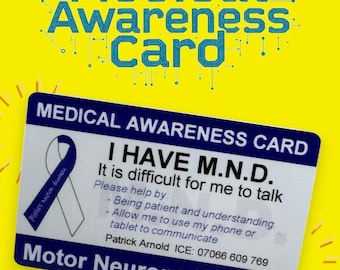 Personalized MND Medical Awareness Card: Emergency Contact ID