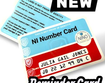 Reminder of your NI Number - Unique bespoke and personalised card NINO Modern Design