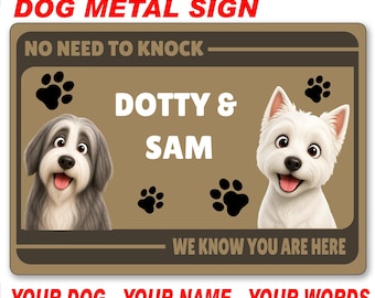 No Need To Knock - Dog Welcome Sign - High Quality - Metal A4, A5 or A6 Custom Sign