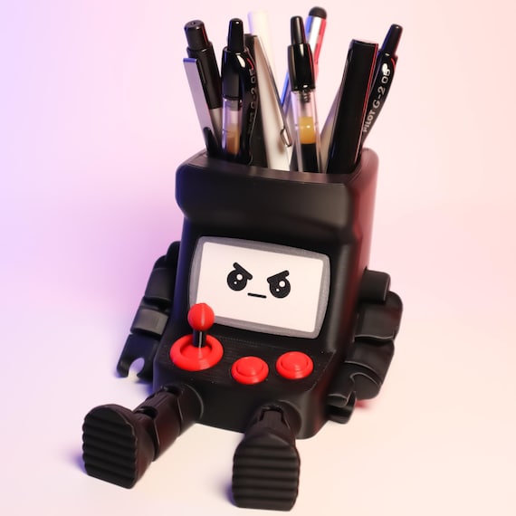 Retro Gaming Arcade Desk Organizer: Pen Pot, Planter with Flexi Arms