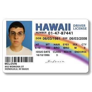Custom McLovin ID Card: Superbad Movie Prop Replica