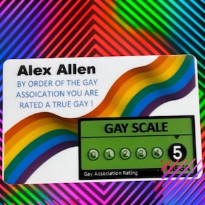 GAY CARD, carte d'évaluation gay personnalisée, blague, meme, cadeau amusant, cadeau pour une blague, carte d'identité, carte personnalisée, juste pour le plaisir