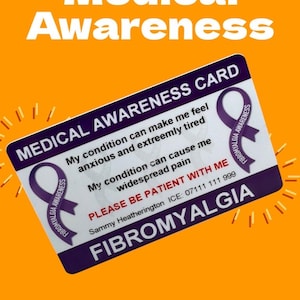 Gepersonaliseerde medische kaart fibromyalgie – aangepaste kaart voor noodgevallen – medische infokaart van hoge kwaliteit – snelle levering
