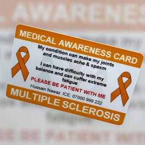 Personalised MS Multiple Sclerosis Medical Awareness Card – Custom ...