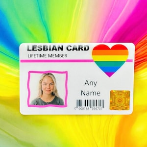 Carta lesbica personalizzata Iscrizione a vita, Scherzo Meme, Regalo divertente, Regalo per scherzo, Carta d'identità, Carta personalizzata, Solo per divertimento - LGBT
