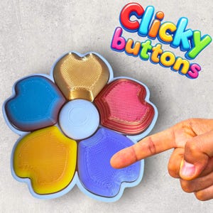 Spring Flower Fidget Clicker - 5/6 Key Sensory Key Clicker - 2025 Model - Mechanical Keyboard Switch Style - UK Manufacture - bespoke/custom