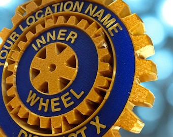 Custom Inner Wheel Medallion: 3D Printed Blue & Gold Award