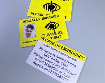 Visually Impaired - Personalised Medical Awareness Card