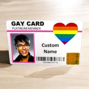 Gepersonaliseerde GAY-KAART - Platina-lidmaatschap, grapmeme, grappig cadeau, cadeau voor grap, nu met digitale portemonnee-optie, aangepaste kaart, Pride Gift
