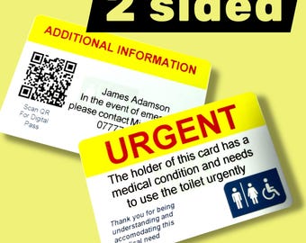 Personalized Medical Access Card: Emergency Restroom or Toilet Pass Modern Design