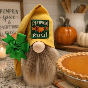 Hat-itude Collection - Pumpkin Patch Gnome Handmade Fall Shelf Sitter • Autumn Decor • OOAK aGnomealies Creation