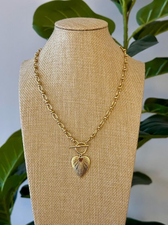 18k Gold Filled Heart Pendant Necklace - Etsy