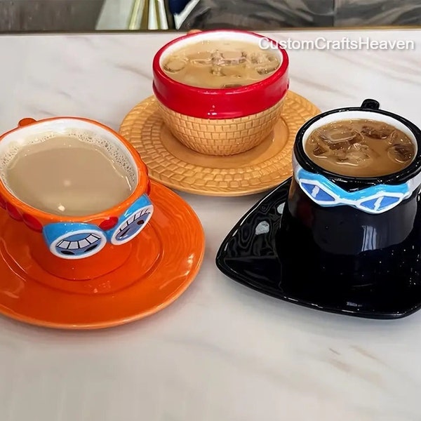 Anime inspirierte Tasse Cosplay Tasse Wassertasse Kreative Drei Brüder Hutförmige Kaffeetasse Anime Zubehör Hut Keramiktasse Dolomite Logo