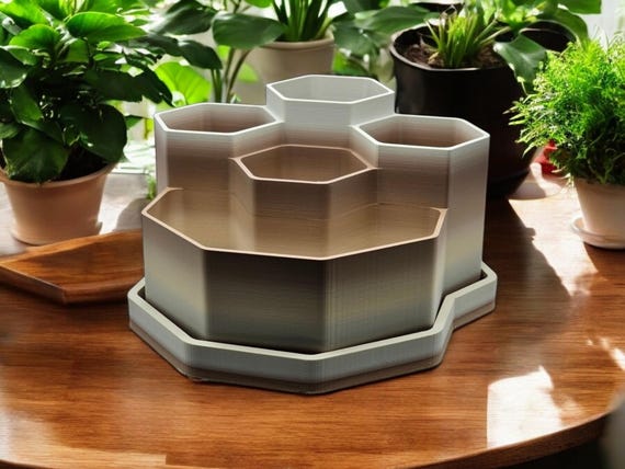 3D Printed Hexagon Succulent Planter: Multi-Tier Indoor Cactus Planter