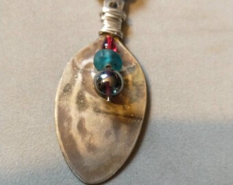 Hammered Spoon blue necklace