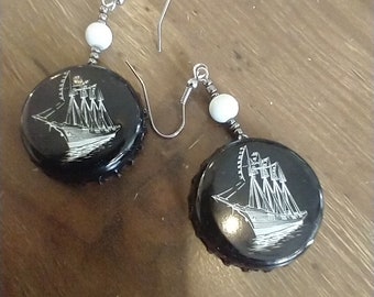 Shipyard Maritime Beer Bottle Cap Earrings