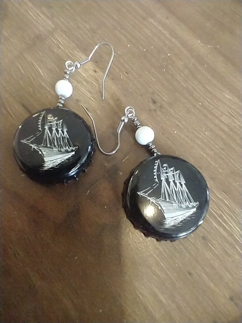 Shipyard Maritime Beer Bottle Cap Earrings image 1