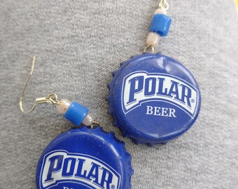 Polar Bear Bottle Cap Earrings