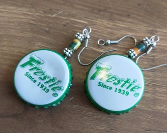 Frostie Soda Bottle Cap Earrings green