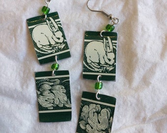 Rabbit & Cabbage Candy tin earrings
