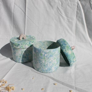 Blue and Green Container | Eco-friendly Gift | Paper Mache | Office and Home Decor