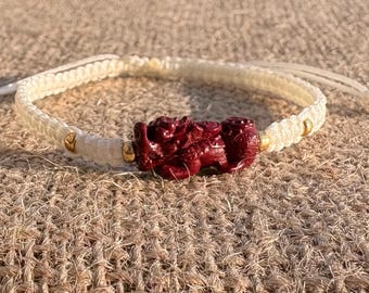 Cinnabar Pixiu Bracelet | Hand Woven
