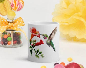 Hummingbird mug, bird mug, anna's hummingbird, perfect gift for bird lovers.