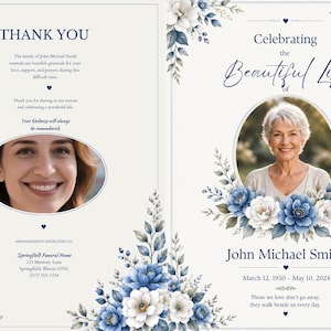 Funeral Program Template, Editable Canva Obituary Template, 4 Page Memorial Program, Instant Download, Printable Celebration of Life image 9