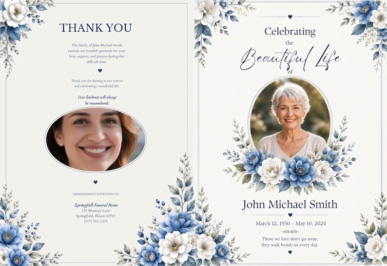 Funeral Program Template, Editable Canva Obituary Template, 4 Page Memorial Program, Instant Download, Printable Celebration of Life image 9