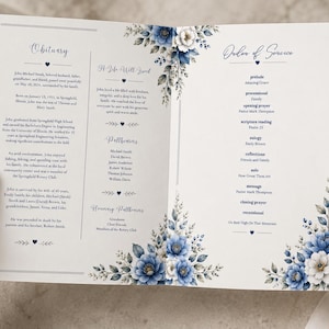 Funeral Program Template, Editable Canva Obituary Template, 4 Page Memorial Program, Instant Download, Printable Celebration of Life image 7