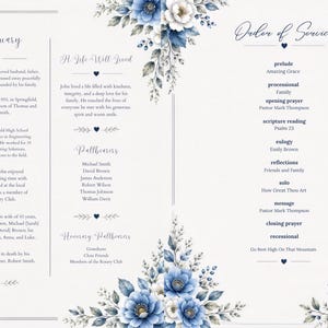 Funeral Program Template, Editable Canva Obituary Template, 4 Page Memorial Program, Instant Download, Printable Celebration of Life image 8