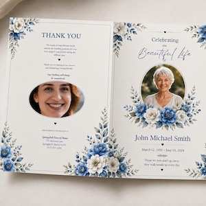 Funeral Program Template, Editable Canva Obituary Template, 4 Page Memorial Program, Instant Download, Printable Celebration of Life image 6