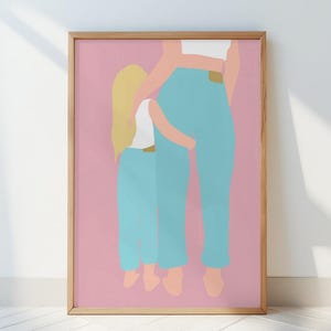 Poster Mini-Me – Illustrazione di mamma e figlia – Delicata arte di famiglia su carta Hahnemühle – Amorevole arte di silhouette in pastello