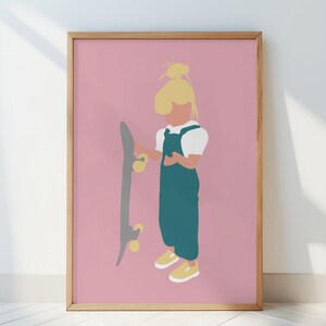 Stampa artistica JUNO – Illustrazione di una ragazza minimalista – Arte per bambini senza tempo su carta Hahnemühle