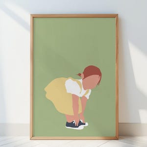 Stampa artistica LILOU – Illustrazione per bambini sognante – Bambina con abito giallo su carta Hahnemühle – Stampa artistica per la cameretta dei bambini