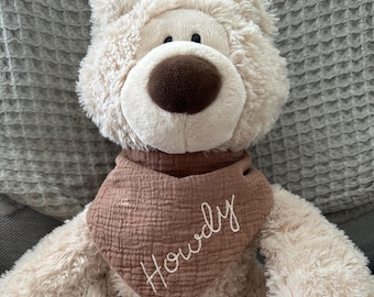 Hand Embroidered Baby Bib - “Howdy”
