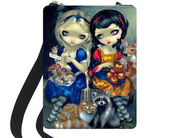 Alice and Snow White Fantasy Art Essentials Grab & Go Crossbody Shoulder Bag, Gift for Friend, Christmas Gift, Jasmine Becket-Griffith Art