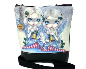 The Holly and The Ivy Fantasy Art Crossbody Bag Shoulder Bag, Gift for Girlfriend, Jasmine Becket-Griffith Artwork, Christmas Bag, Xmas Gift