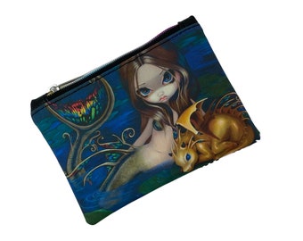 Mermaid with a Golden Dragon Coin or Card Purse, Artwork by Jasmine Becket Griffith, Christmas Gift, Stocking Filler, Small Pouch, Daughter