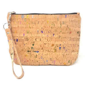 Natural Cork Leather Crossbody Bag Pearl in Coral Color. Made in Ukraine