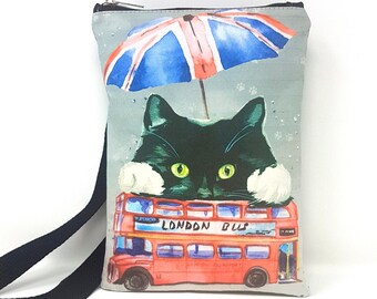 London Cat Essentials Handbag, Grab and Go Bag, Small Bag, British Theme, United Kingdom, England, Cat Lovers Gift