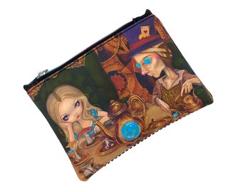 Alice and the Mad Hatter Steampunk Art Coin or Card Purse, Artwork by Jasmine Becket Griffith, Christmas Gift, Stocking Filler, Small Pouch