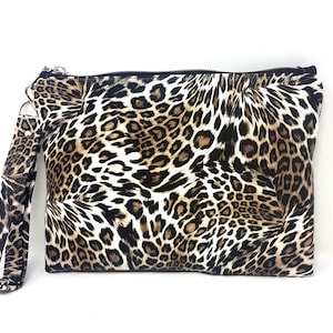 Cartera de mano con estampado de leopardo de piel sintética, estilo rockabilly, bolso de mano básico, regalo para hija, hermana o novia