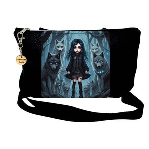 Den of Wolves Fantasy Art Crossbody Handbag, Shoulder Bag, Gift for Friend Girlfriend, Cute Bag, Christmas Gift image 1